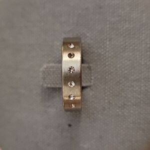 Men's Stainless Steel Rhinestone Wedding Band Size 12 FLAWED